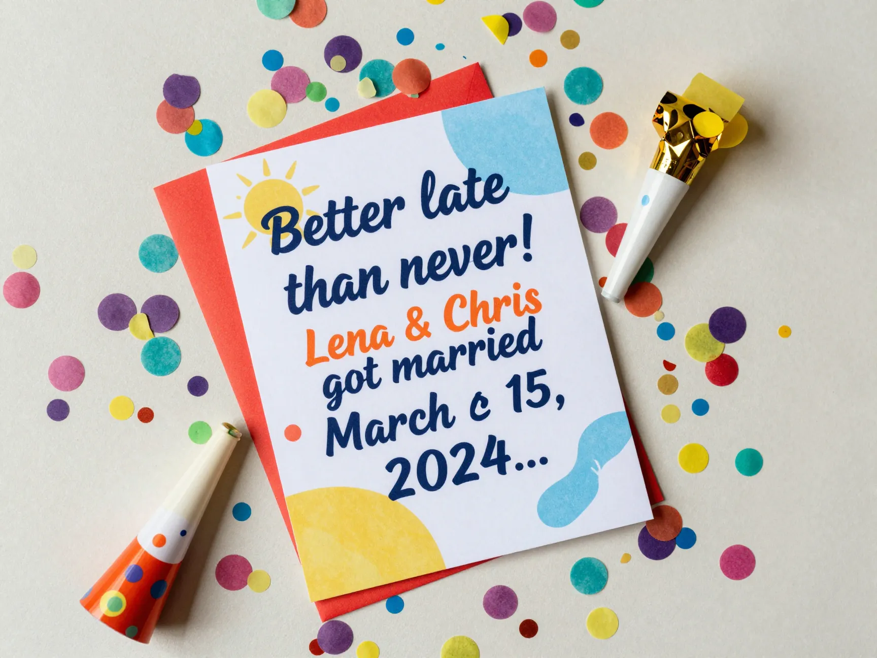 Fun finally celebrating humorous delayed party invitation