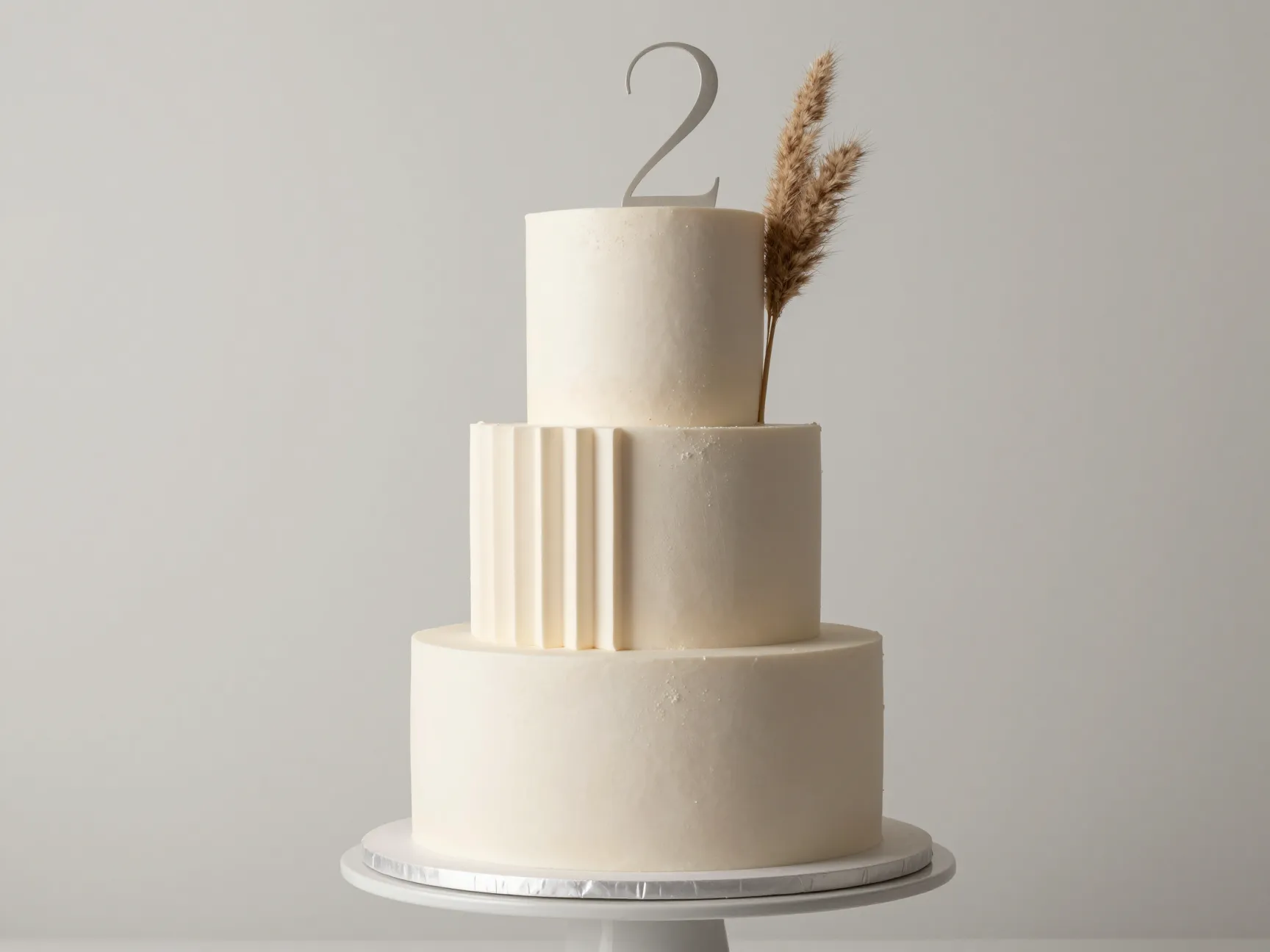 Minimalist architectural cake geometric tiers neutral palette micro pleating