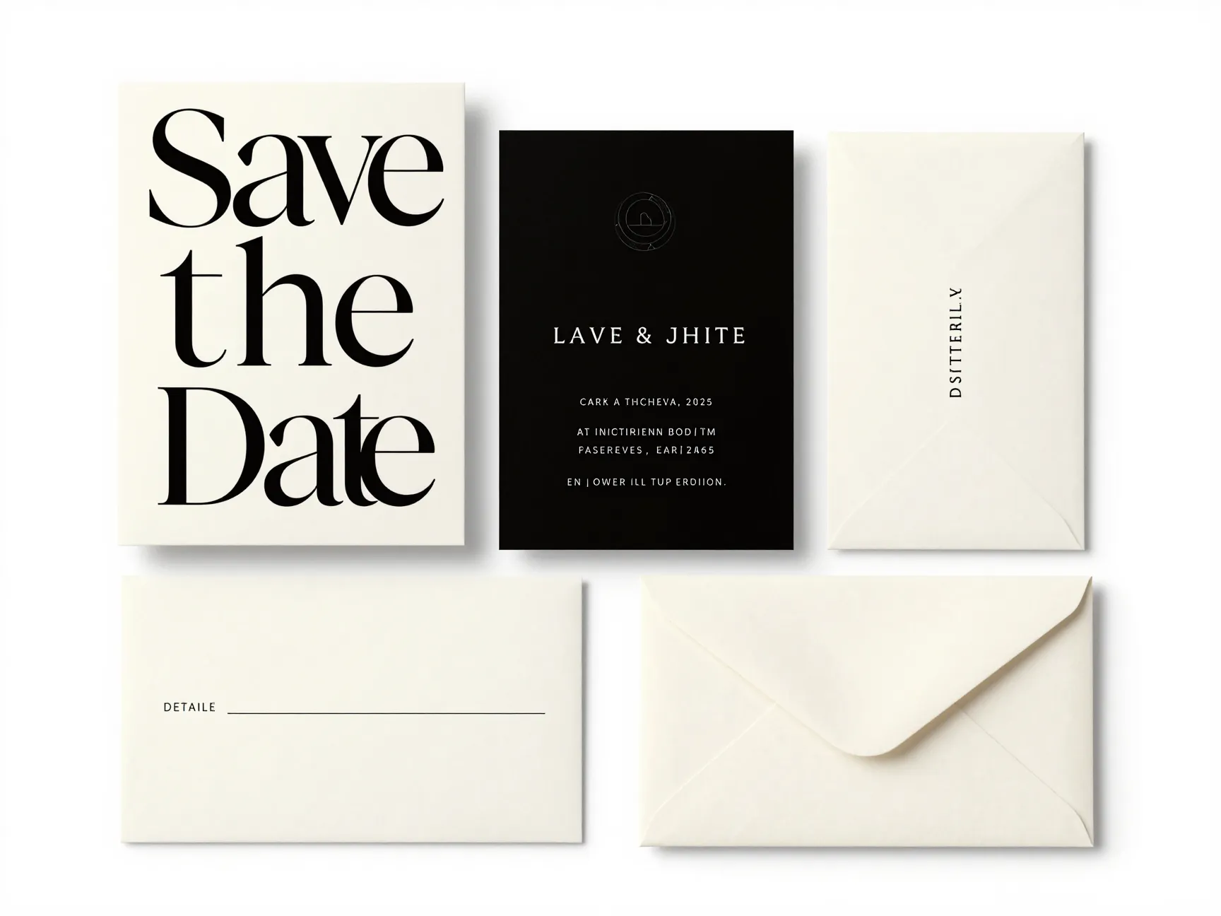 Sleek modern minimalist wedding invitation with bold oversized typography
