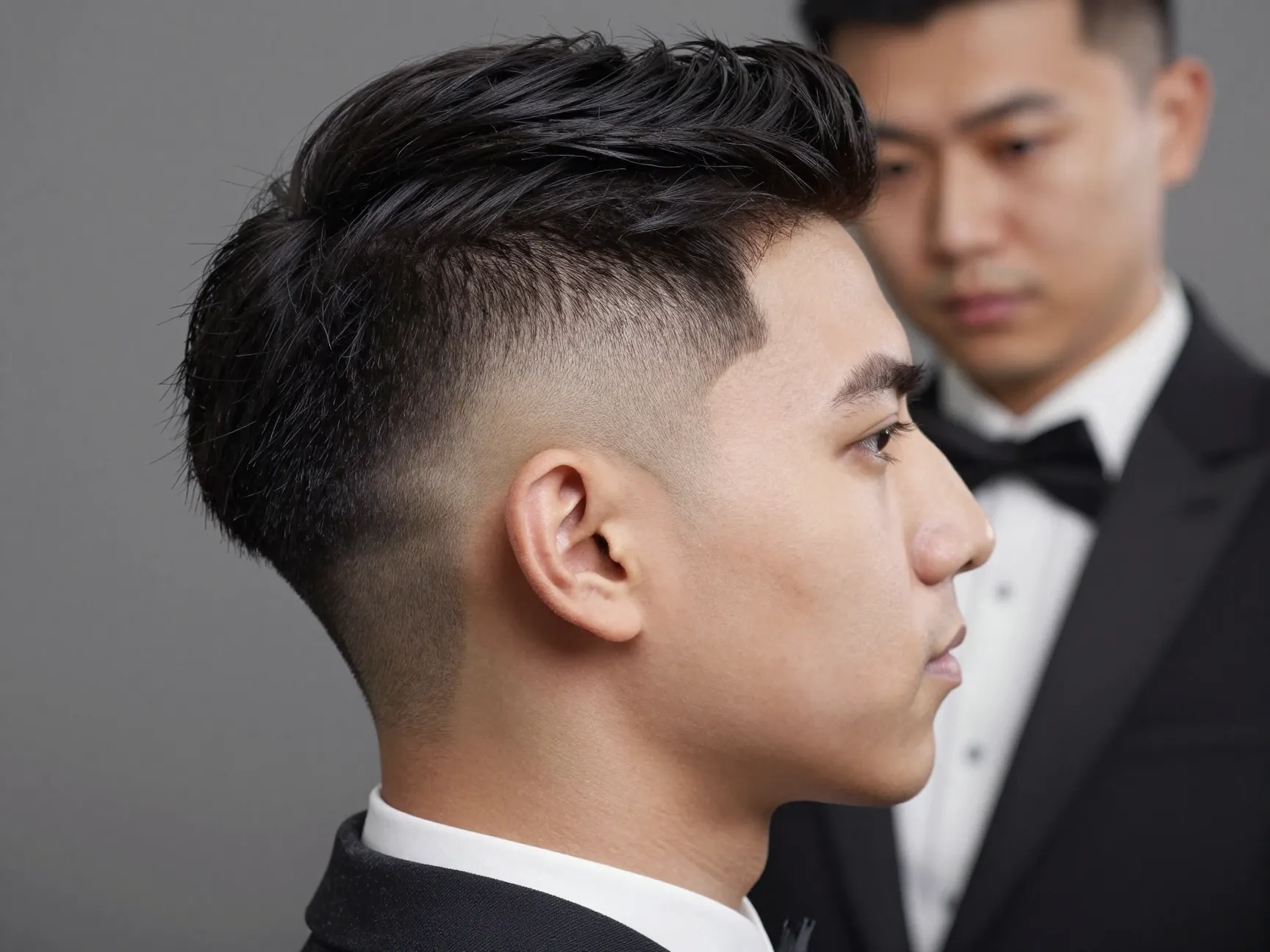 Groom modern mullet skin fade textured back length matte paste