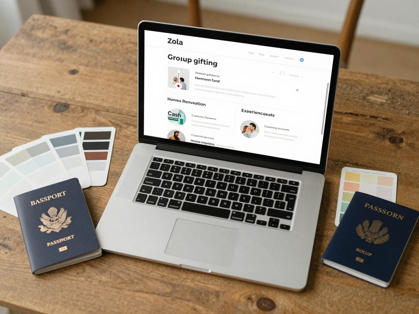 Modern wedding registry with group gifting cash fund and experience gifts