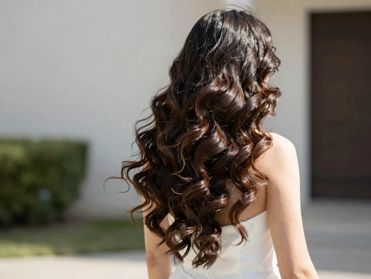 Soft voluminous blowout with big bouncy waves natural movement hairstyle