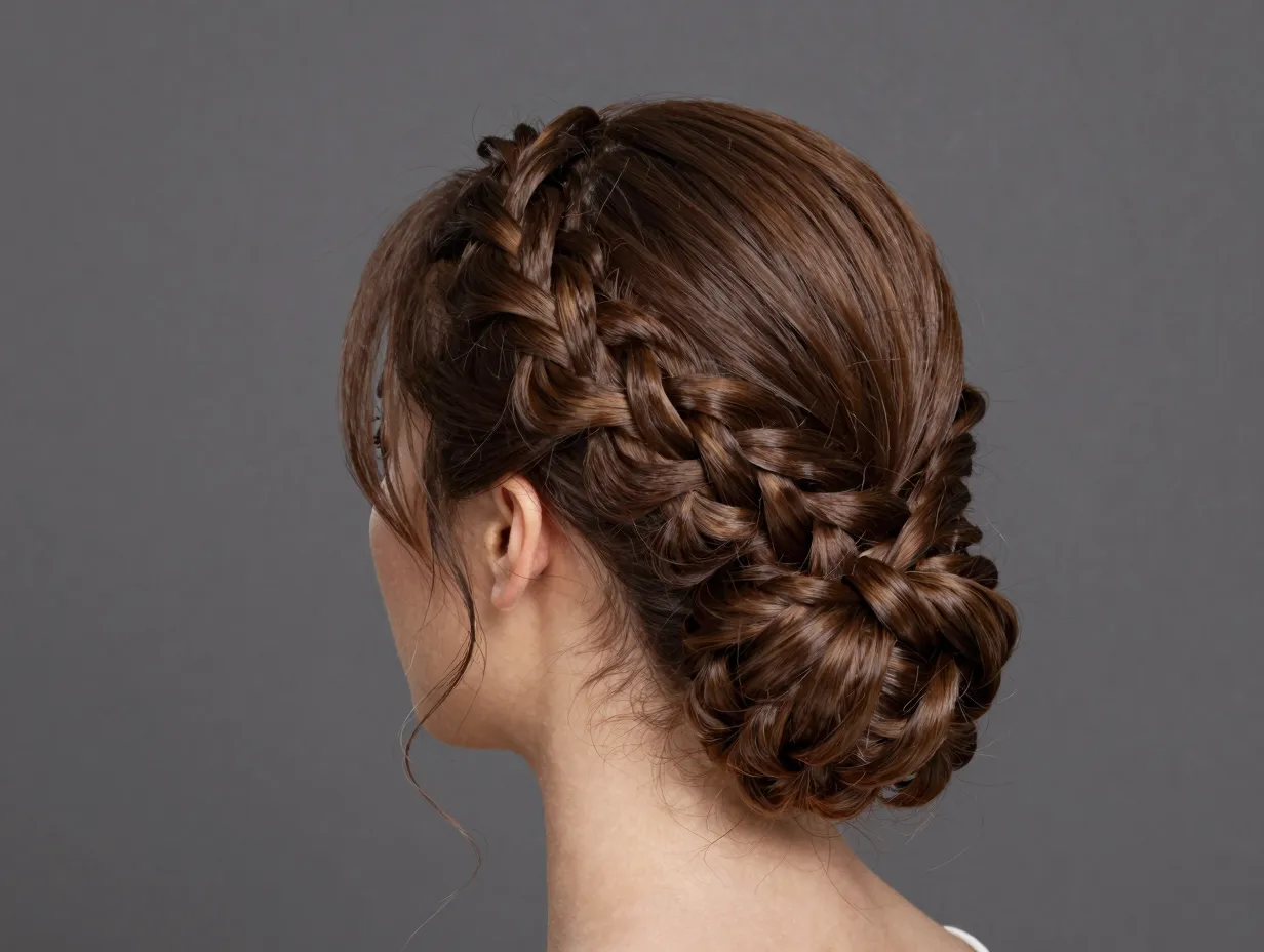 Braided updo maid of honor with dutch braid crown