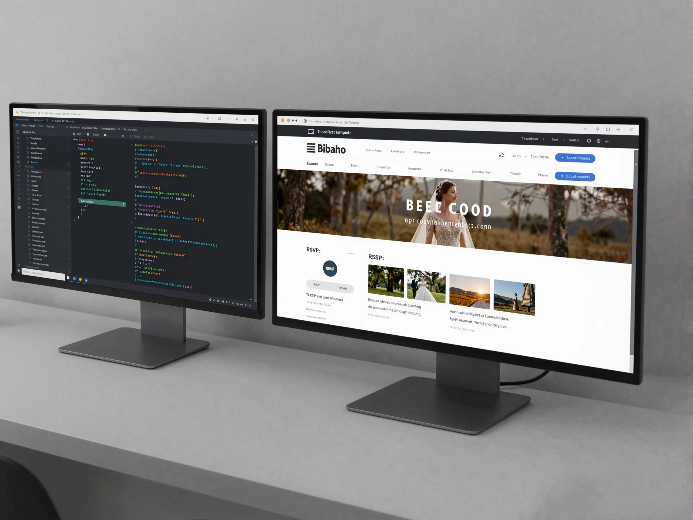 Themeforest bibaho html template code responsive gallery rsvp two monitors