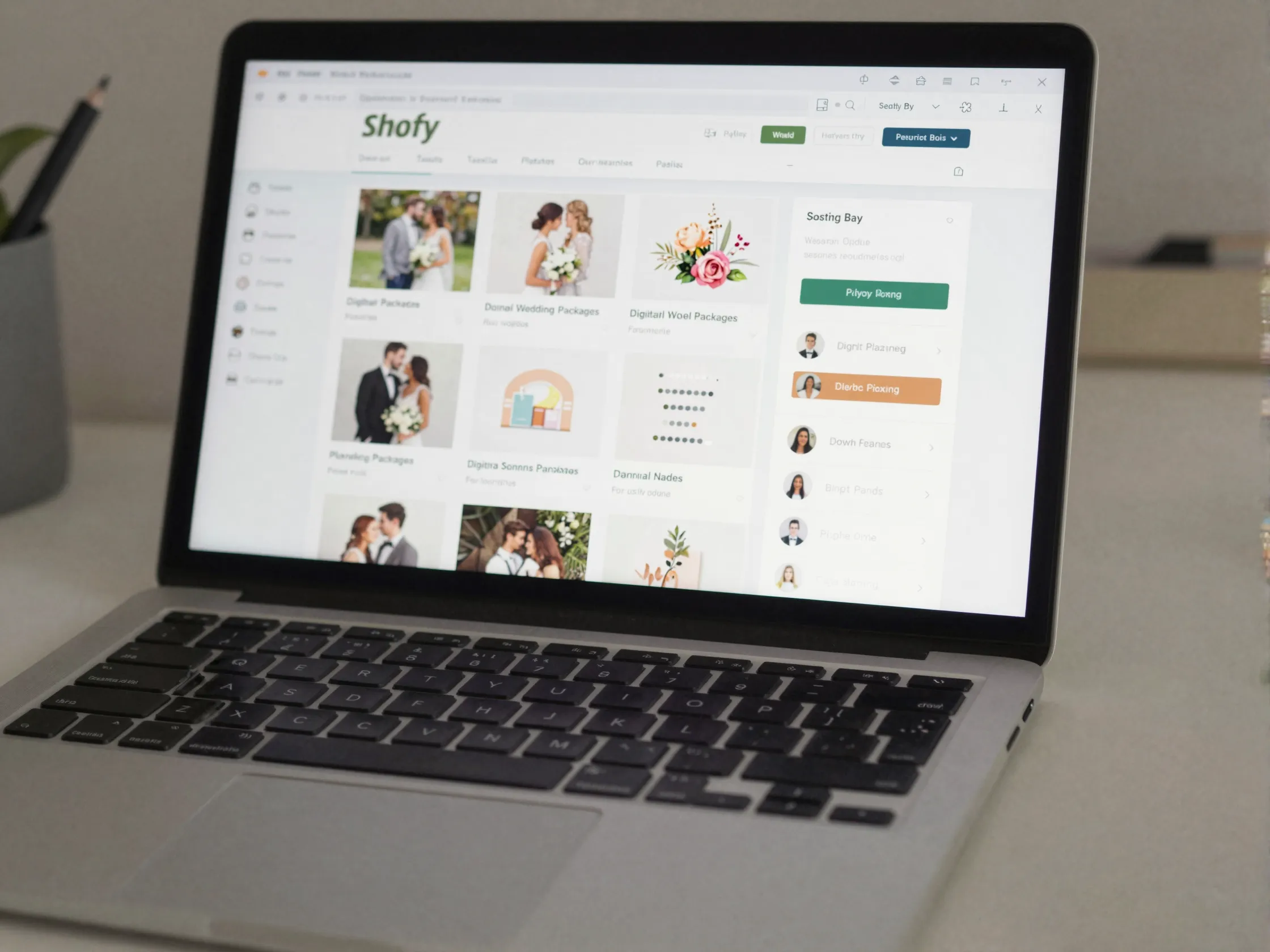 Shopify wedding business template ecommerce planning packages digital downloads favors