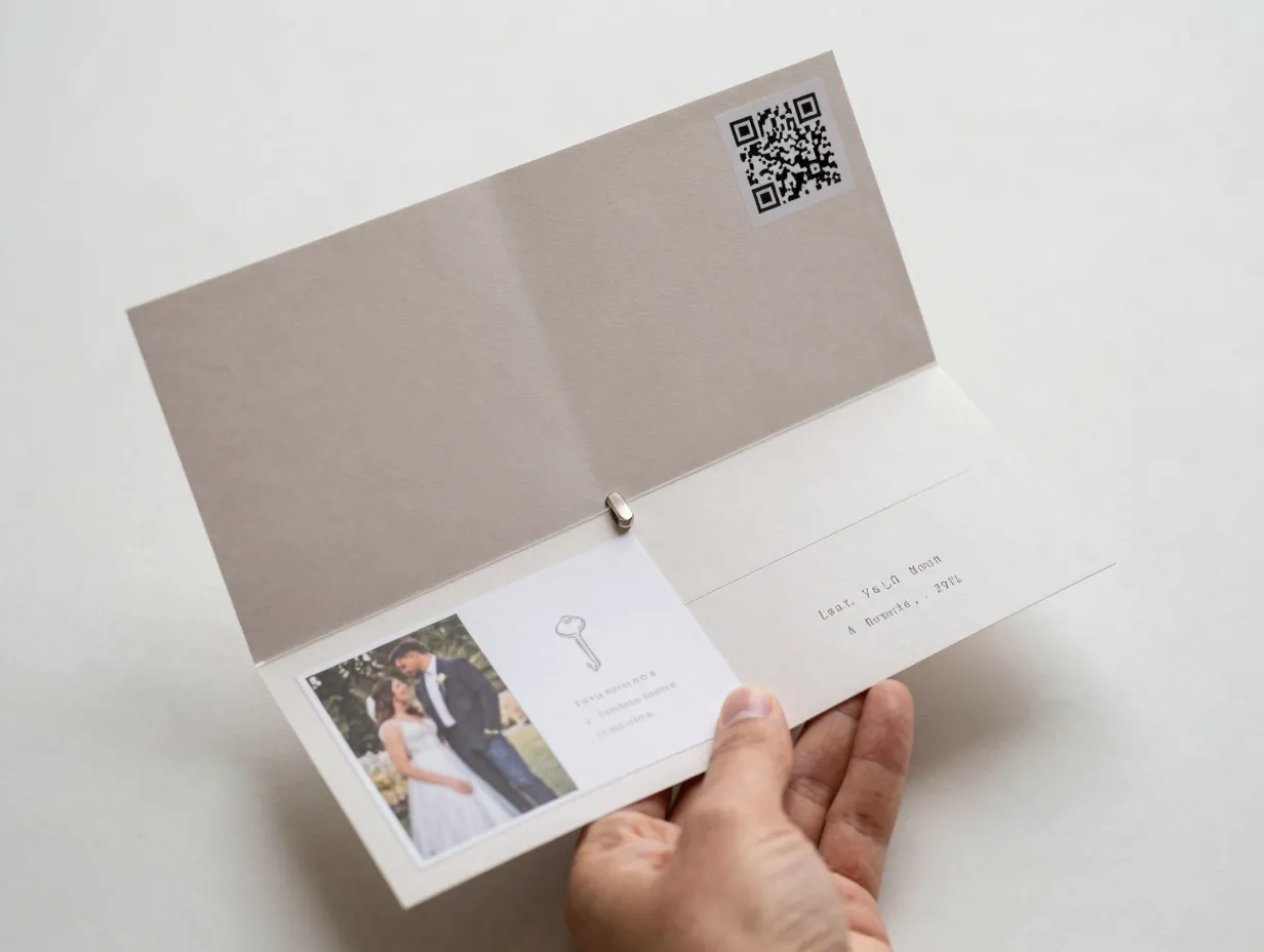Interactive wedding invitation pull tab rsvp card and photo