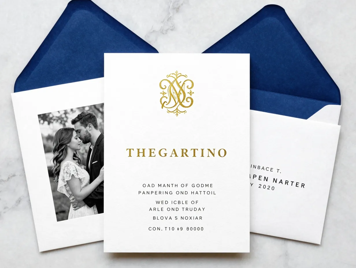 Modern heirloom hybrid invitation clean layout classic monogram