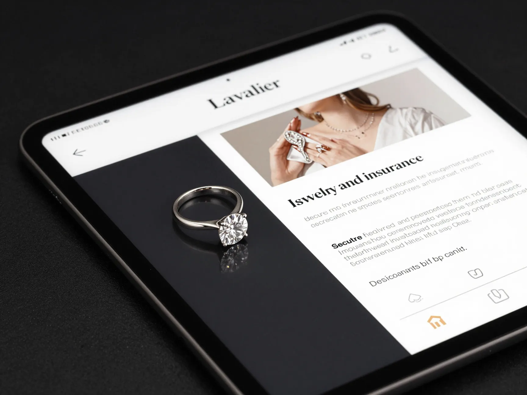 Lavalier wedding planning app focusing on jewelry insurance protection
