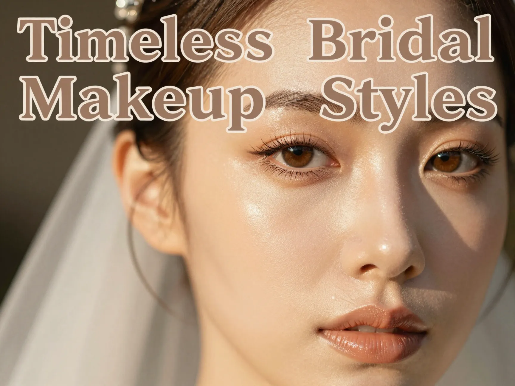 Dewy bridal makeup close up golden hour glow nude lip