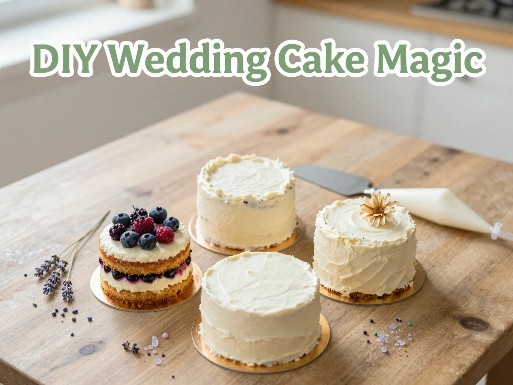 Naked semi naked minimalist diy wedding cakes kitchen table overhead