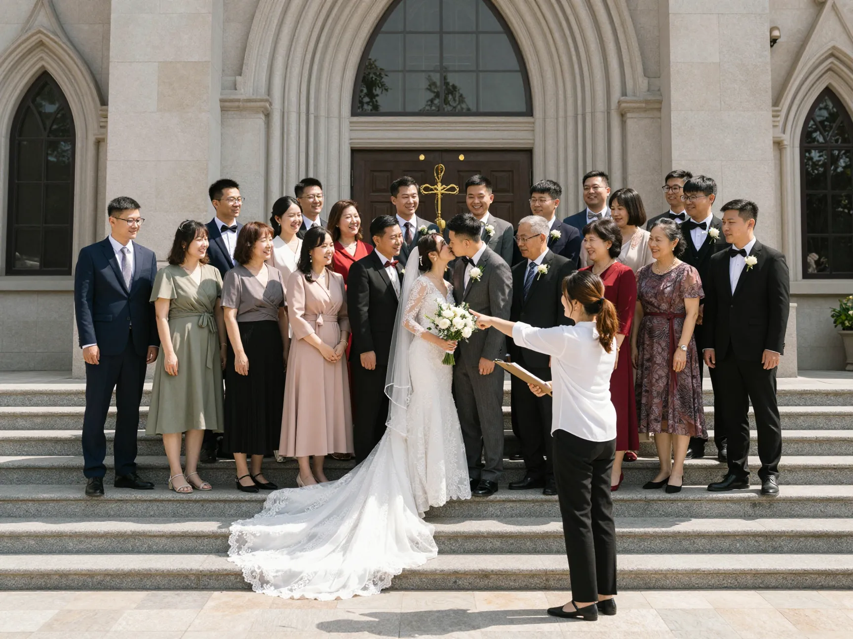 Fast paced family formals after a traditional church ceremony