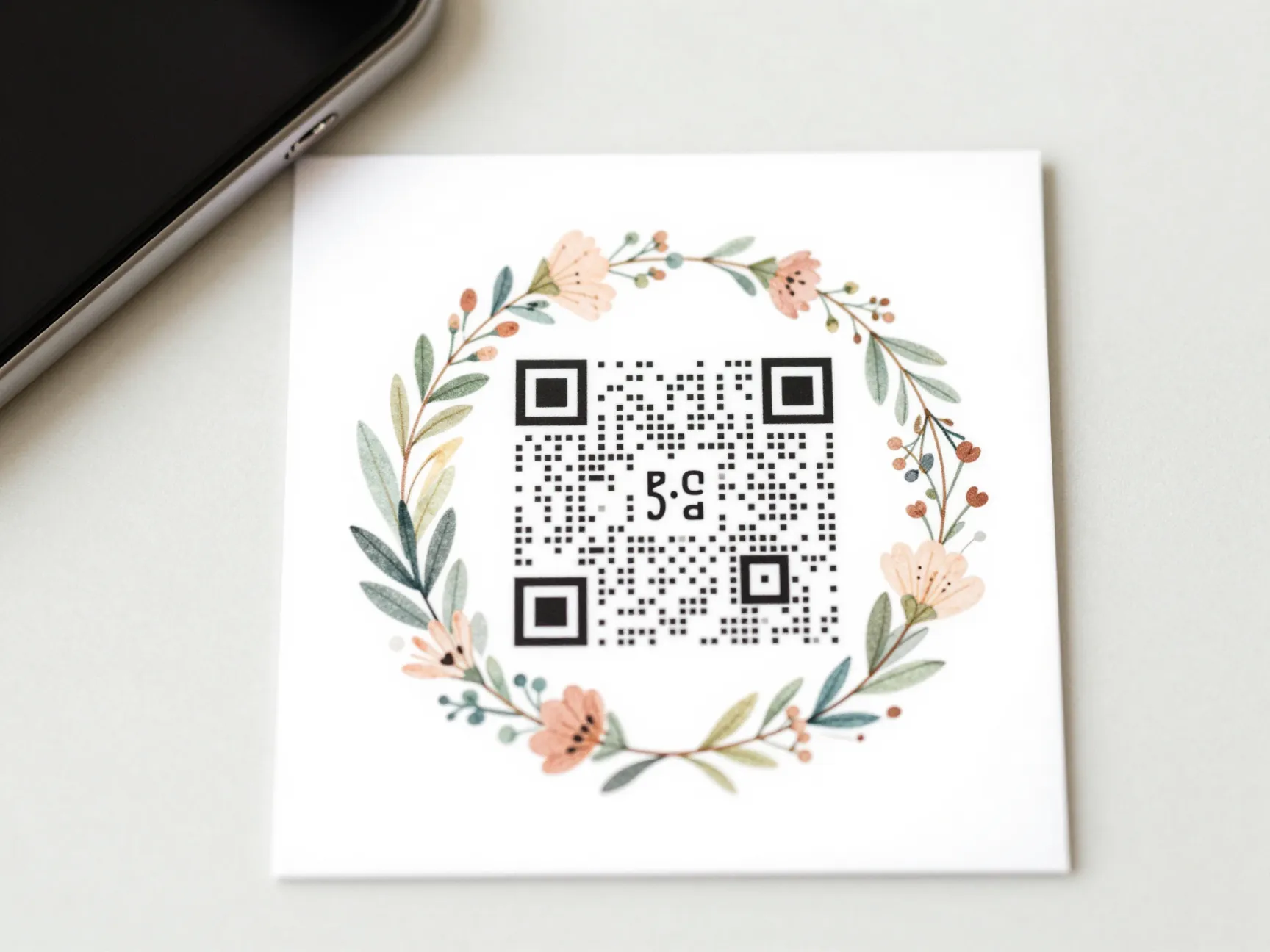 Qr code rsvp card integrated floral wreath digital response