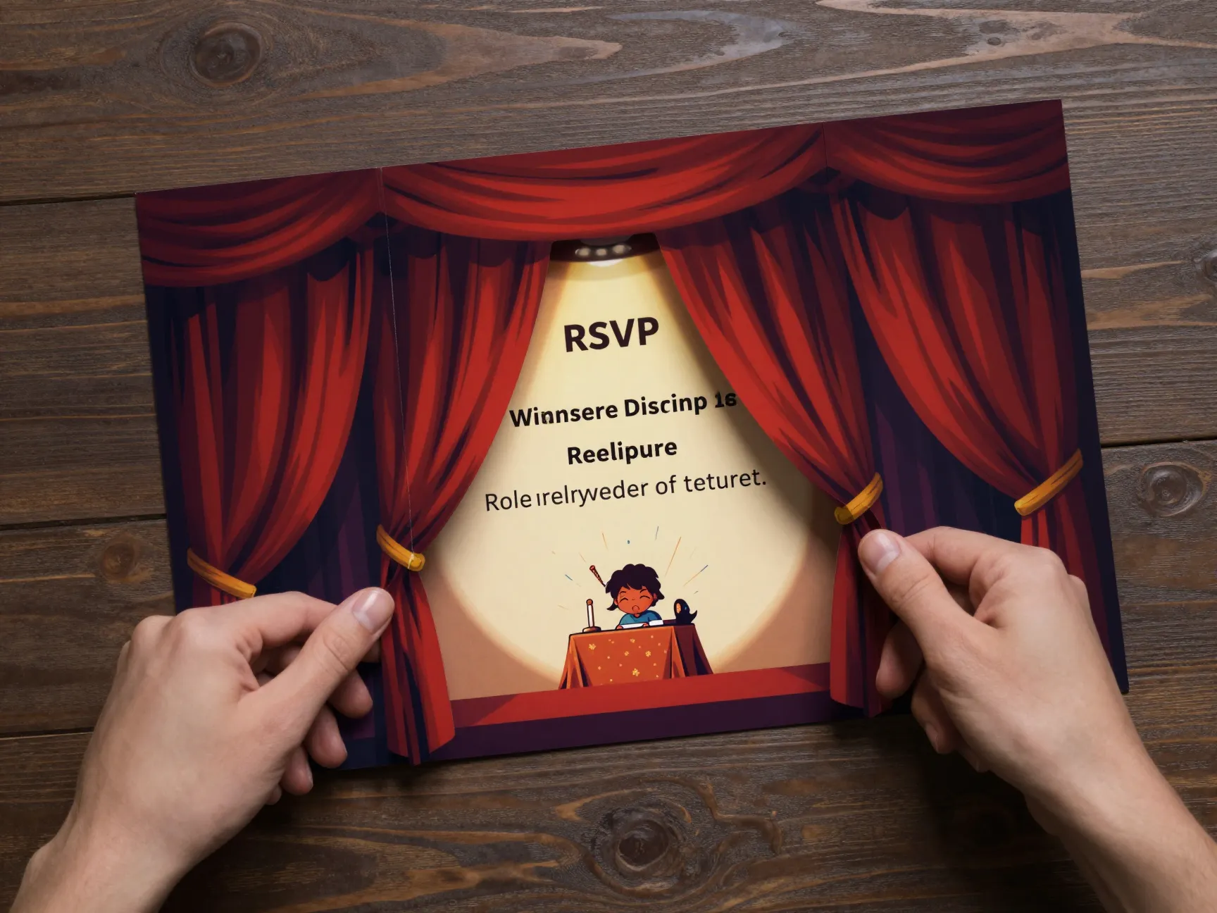 Theater curtain style slider card parting panels custom art