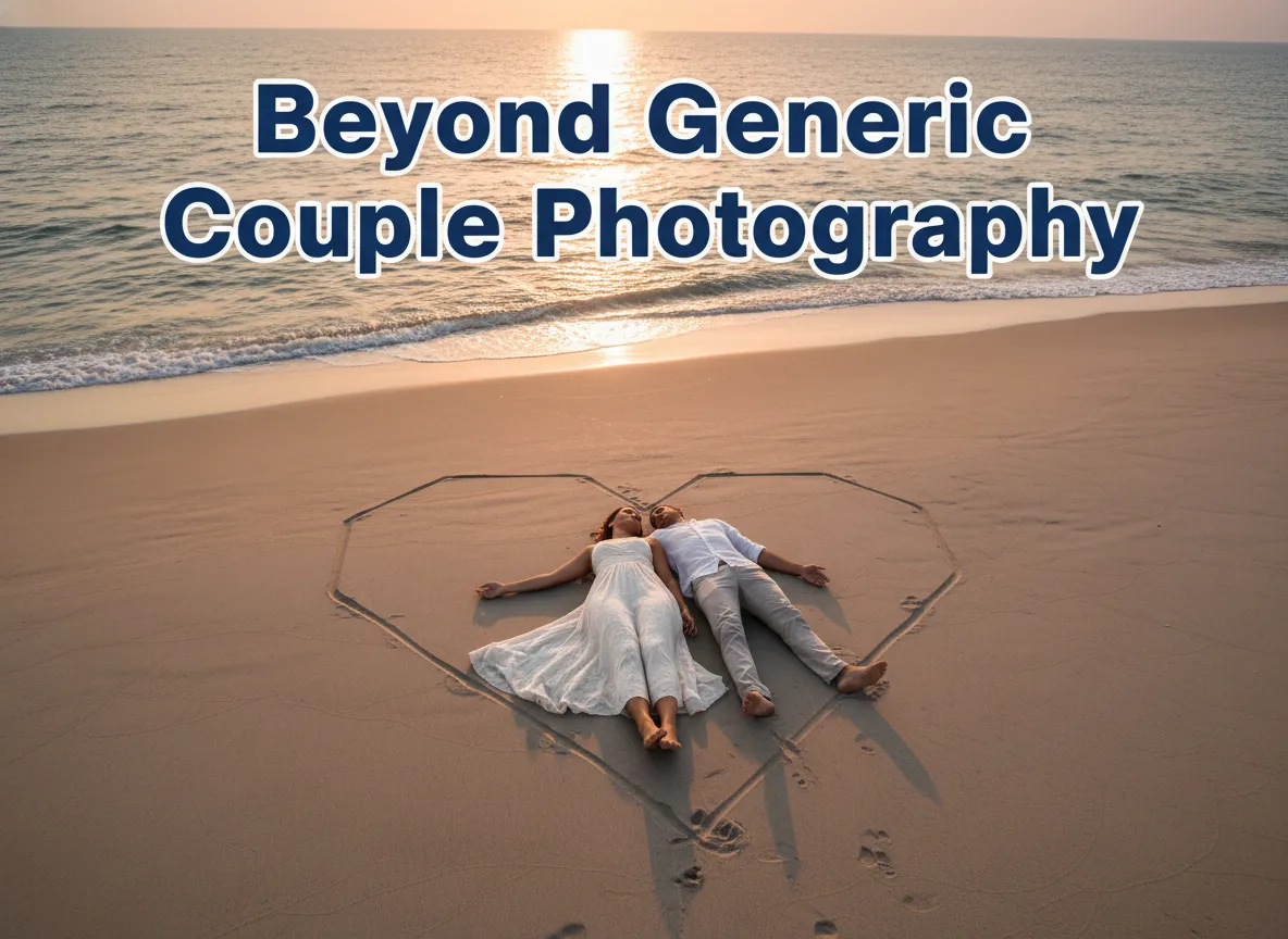 Aerial drone couple heart beach golden hour engagement session