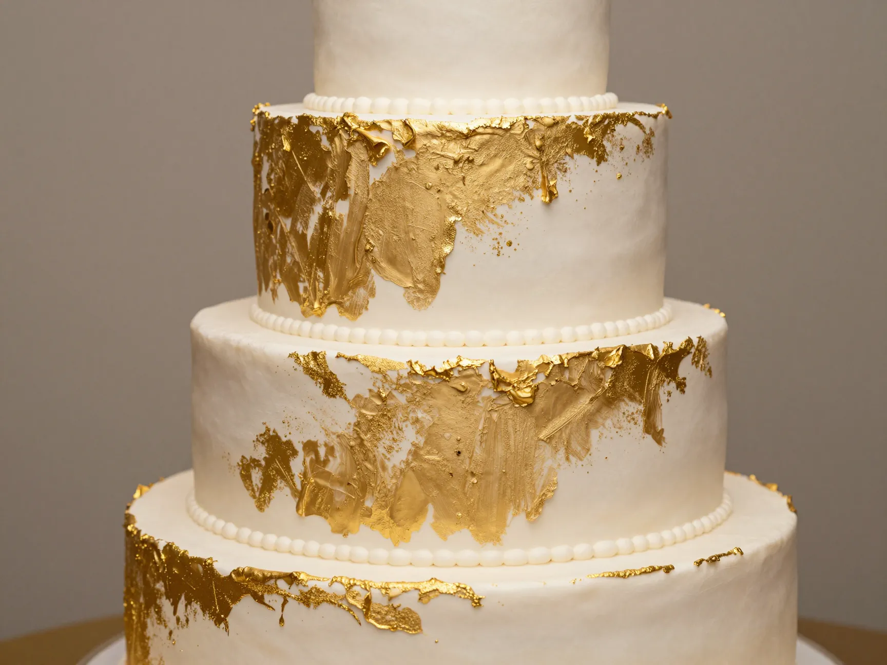 Classic gold leaf tiered anniversary cake celebration centerpiece