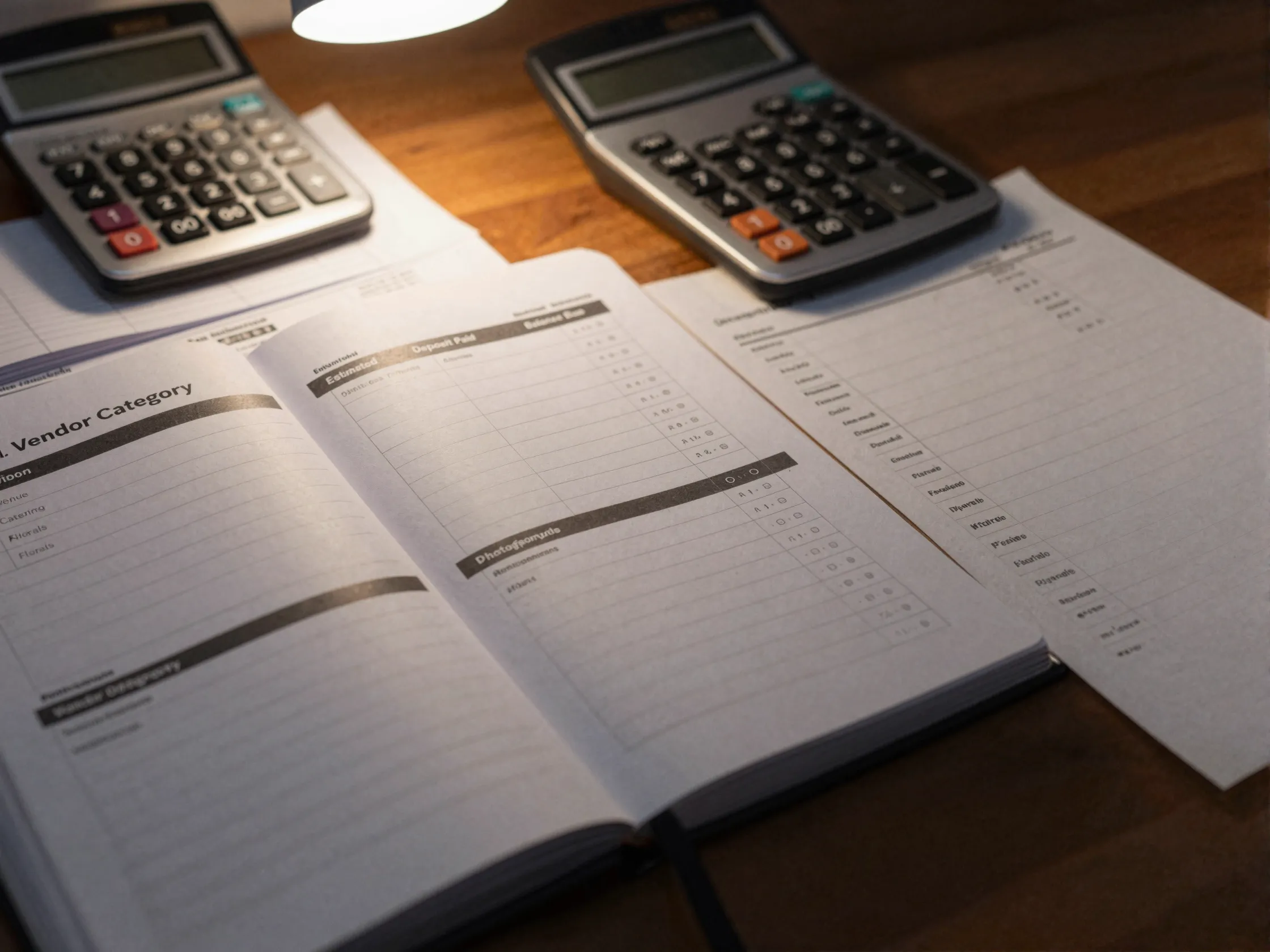 Wedding planner budget worksheet with vendor categories