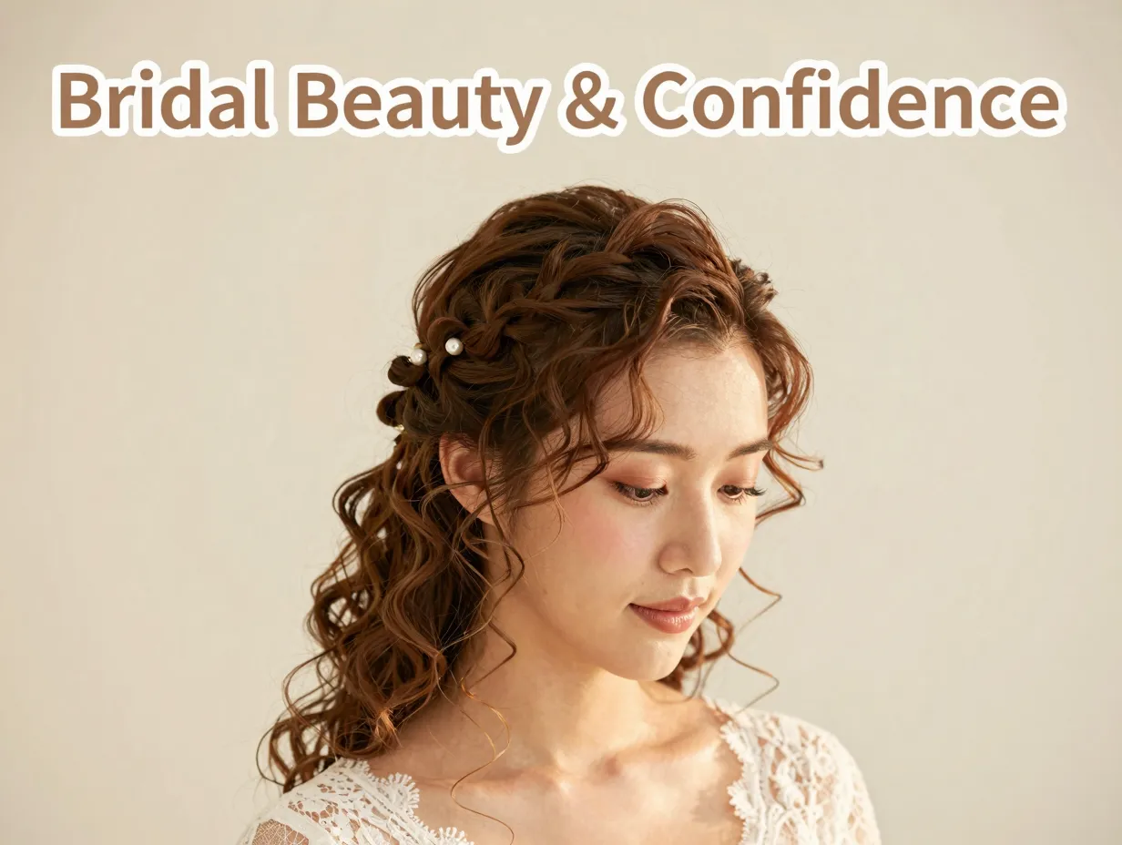 Voluminous half up bridal hairstyle with braids pearl pin