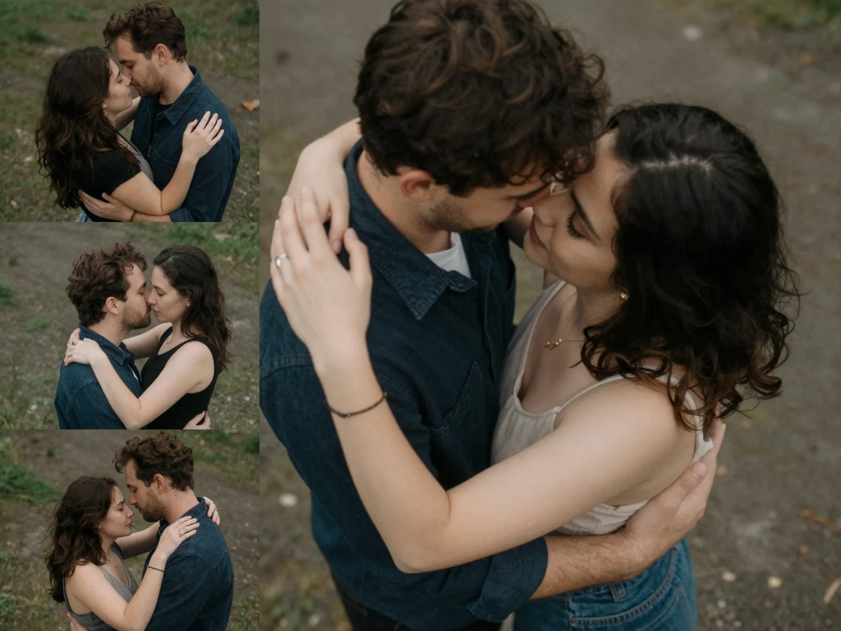 High angle downward shot of couple embracing multi angle variety