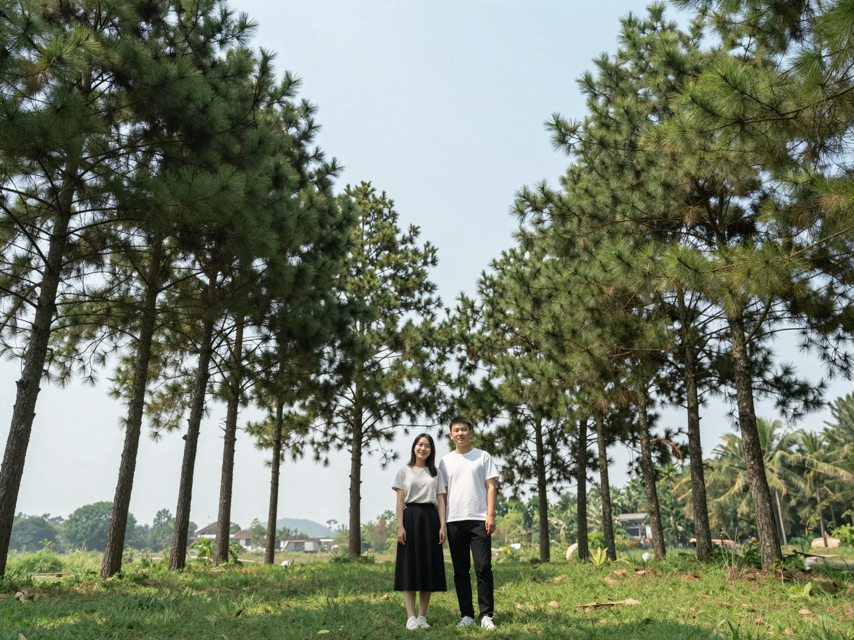 Vertical portrait rule of thirds couple under trees mobile first
