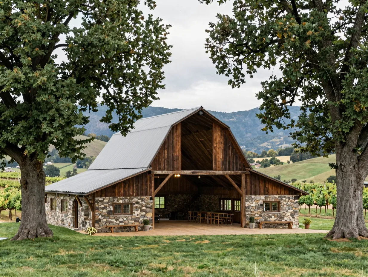 Choose the perfect rustic venue barn wooden beams stone walls mature trees