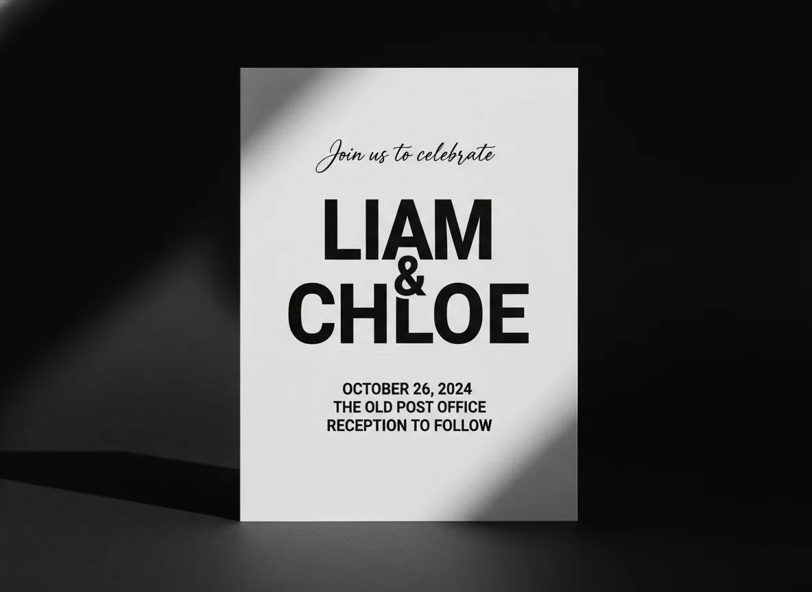 Bold typography statement wedding invitation poster style design