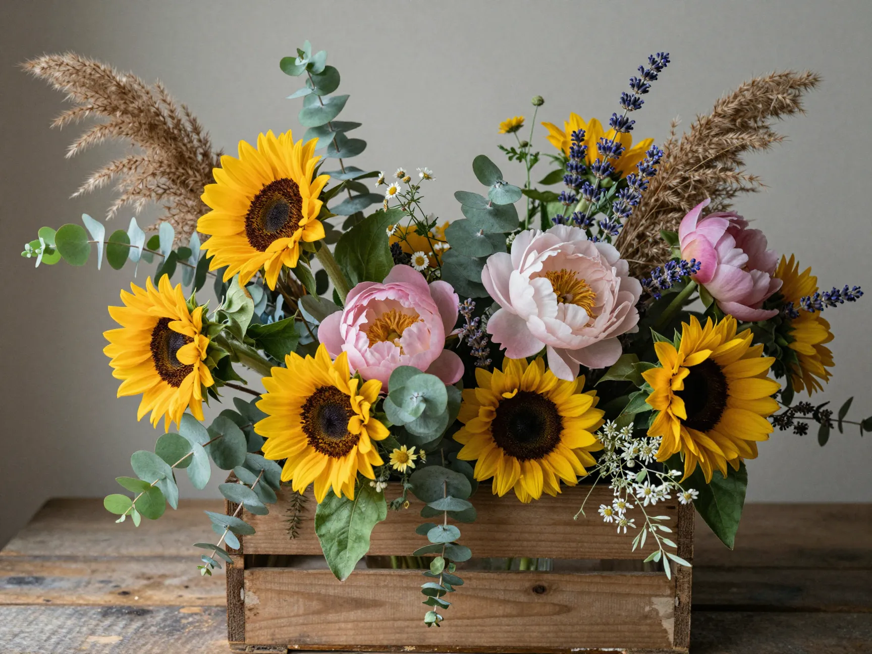 Build a stunning floral arrangement strategy sunflowers peonies lavender wildflowers