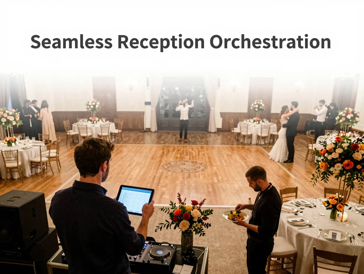 Planner coordinating vendor setup dance floor ready