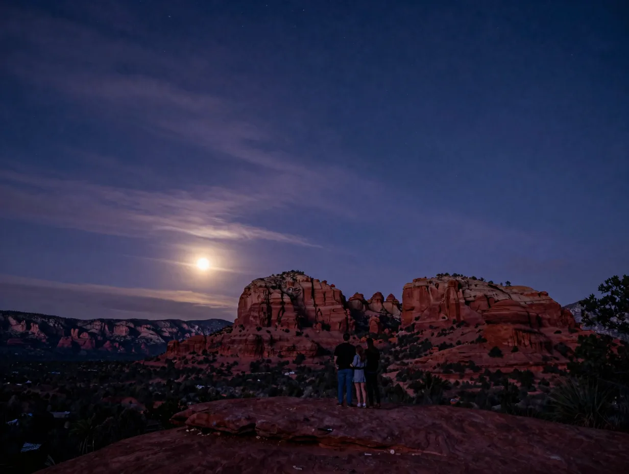 Baldwin trailhead sedona nighttime cathedral rock twilight silhouette