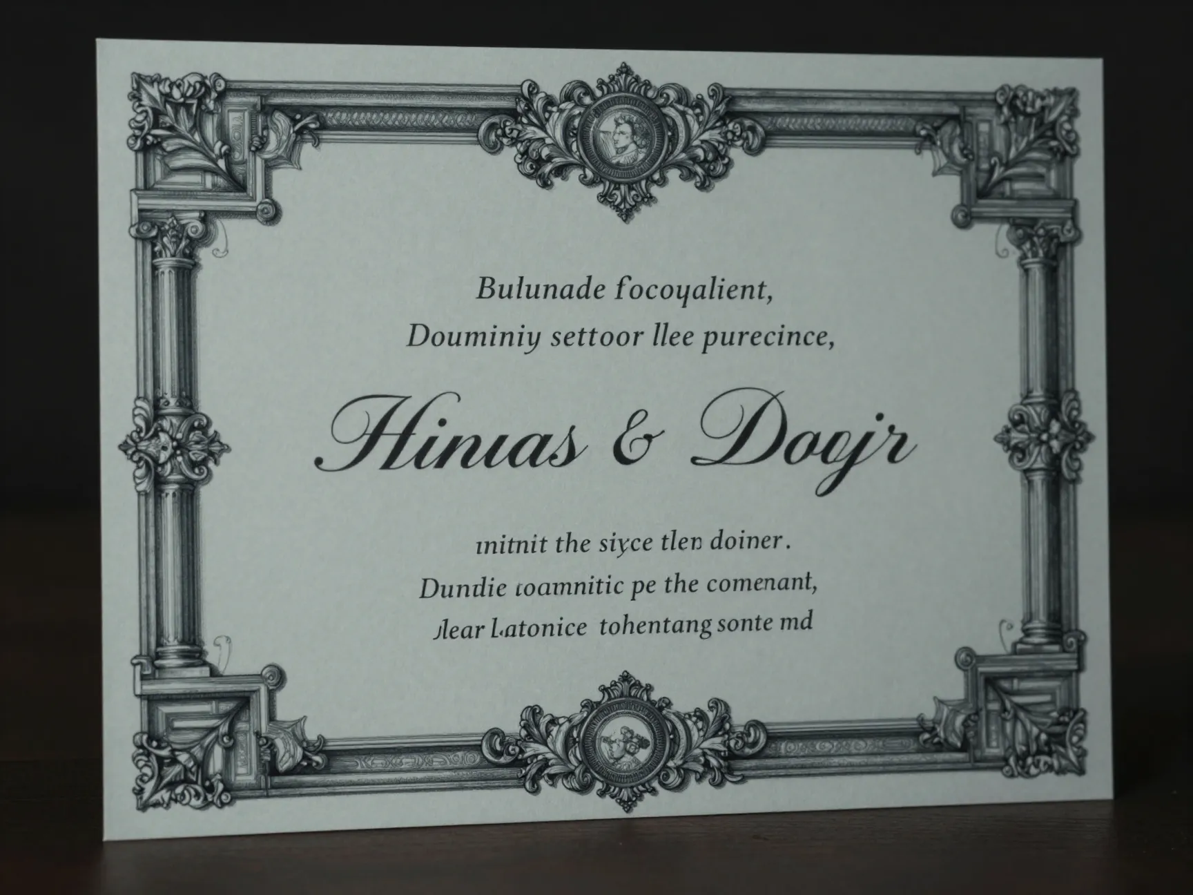 Ornate illustrated border european elegance invitation