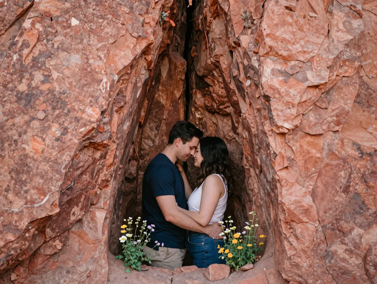 Rose garden mountain scottsdale rose tinted rocks intimate spring wildflowers