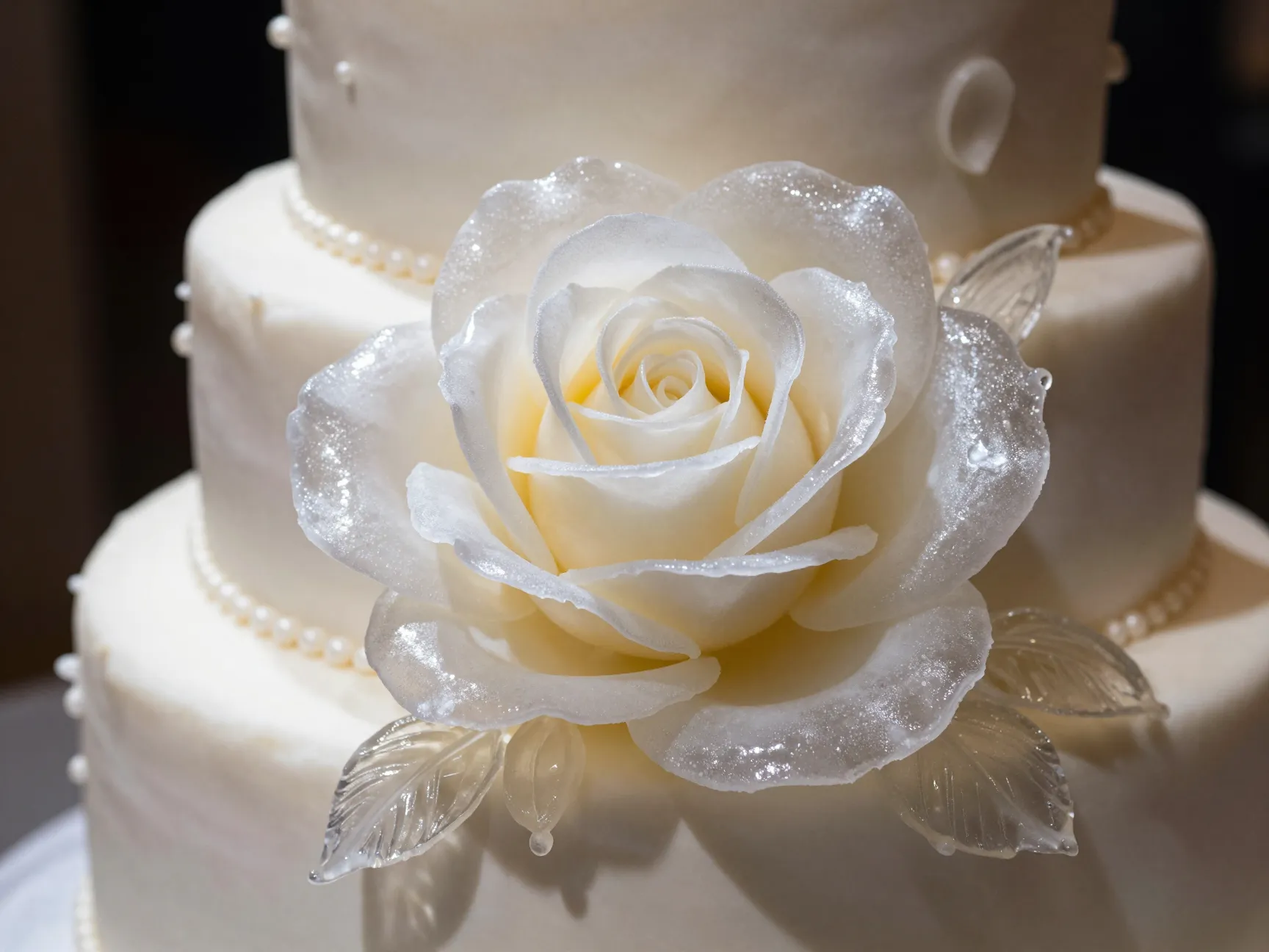 Sugar sculpture showpiece cake life size blown sugar rose