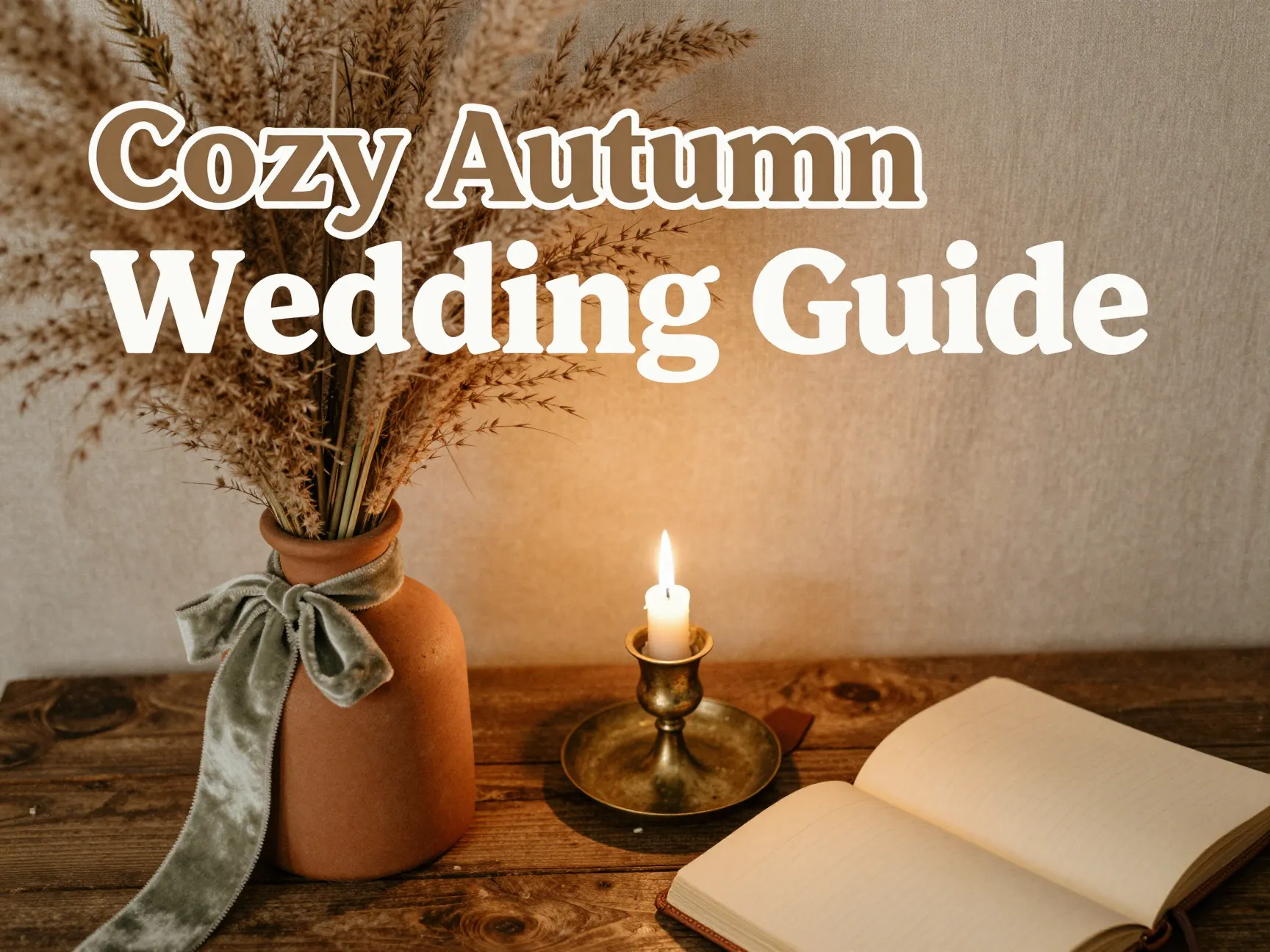 Cozy autumn wedding guide with dried florals and warm textures