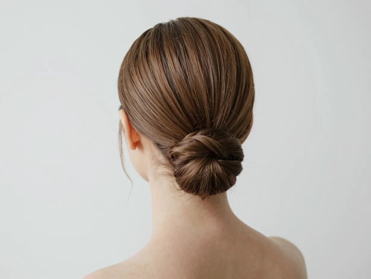 Minimalist bride classic sleek chignon polished low bun nape