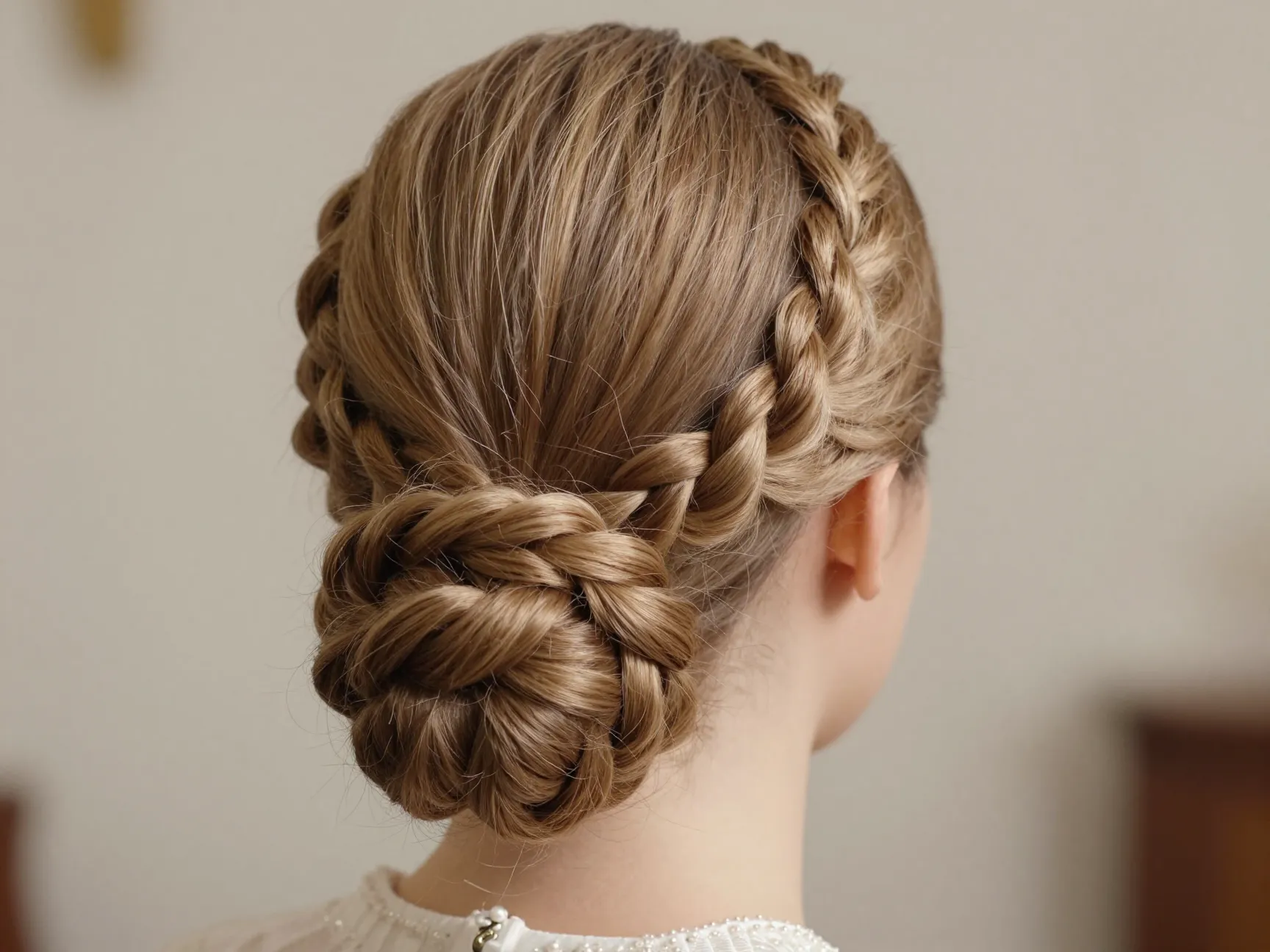 Formal church ceremony bride twisted rope bun structured coil