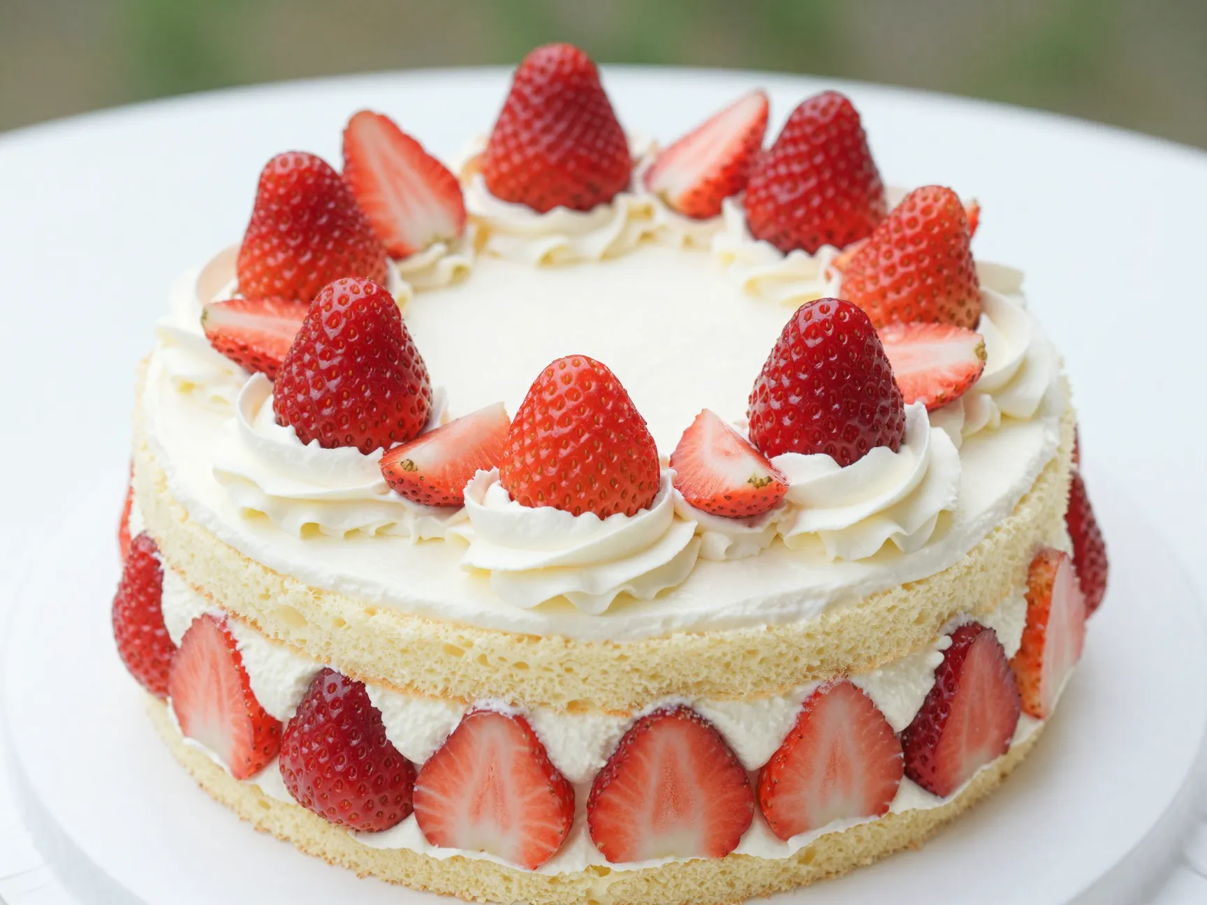 Japanese strawberry shortcake wedding cake with fresh berries