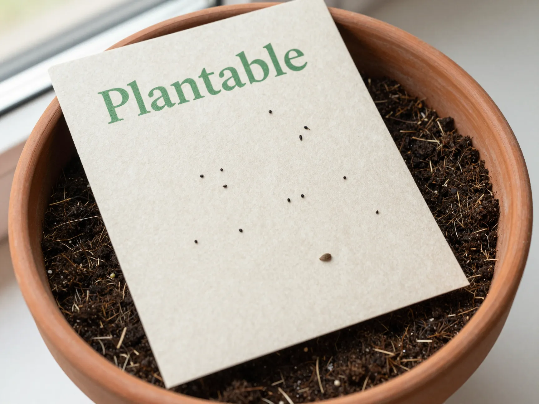 Plantable seed paper invitation with embedded wildflower seeds
