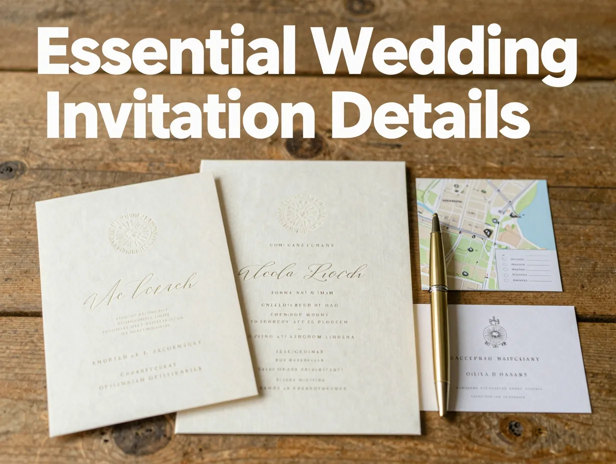 Elegant wedding invitation details card essentials flat lay styled