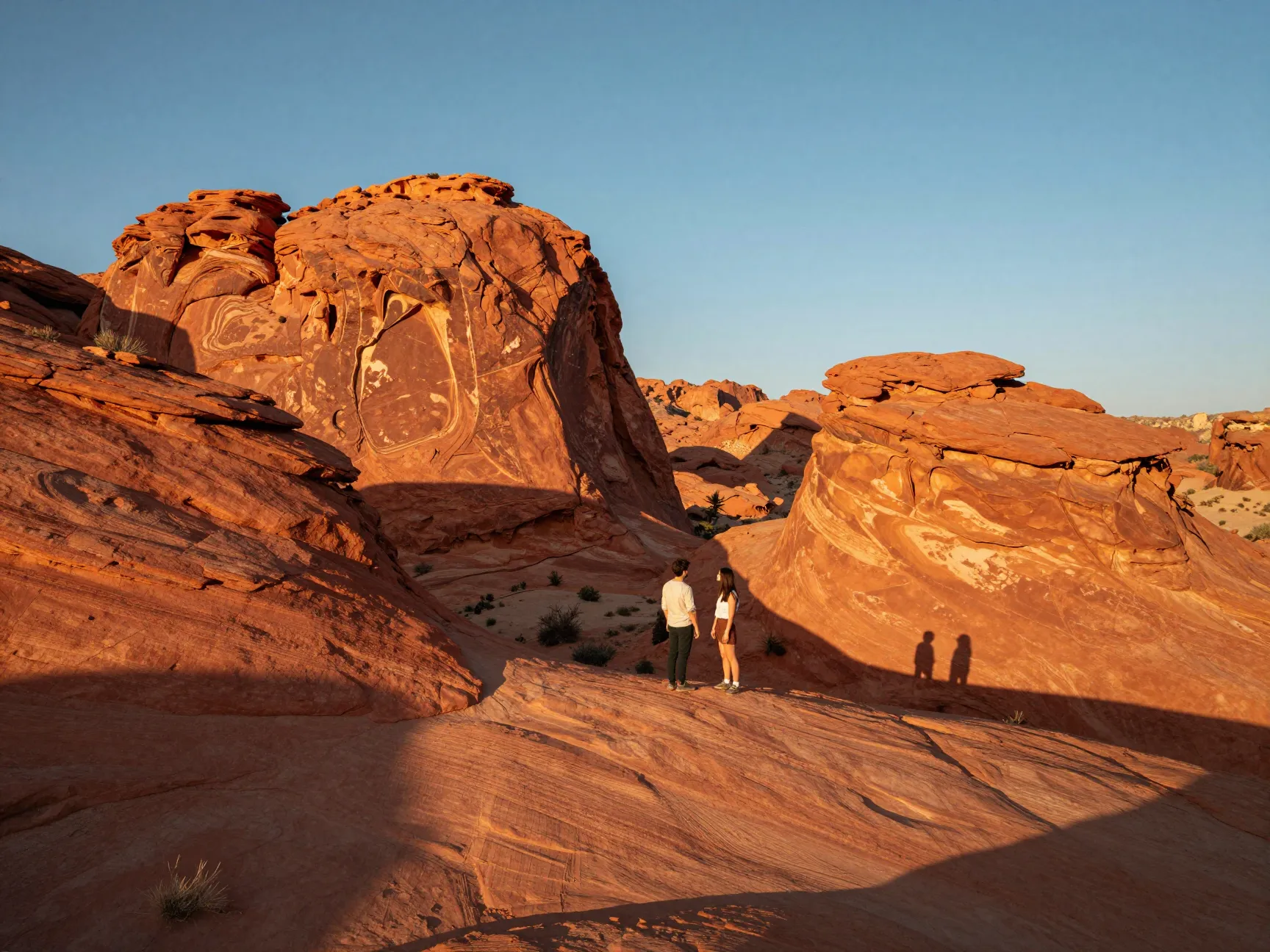 Dramatic valley of fire red rock sandstone formation at golden hour