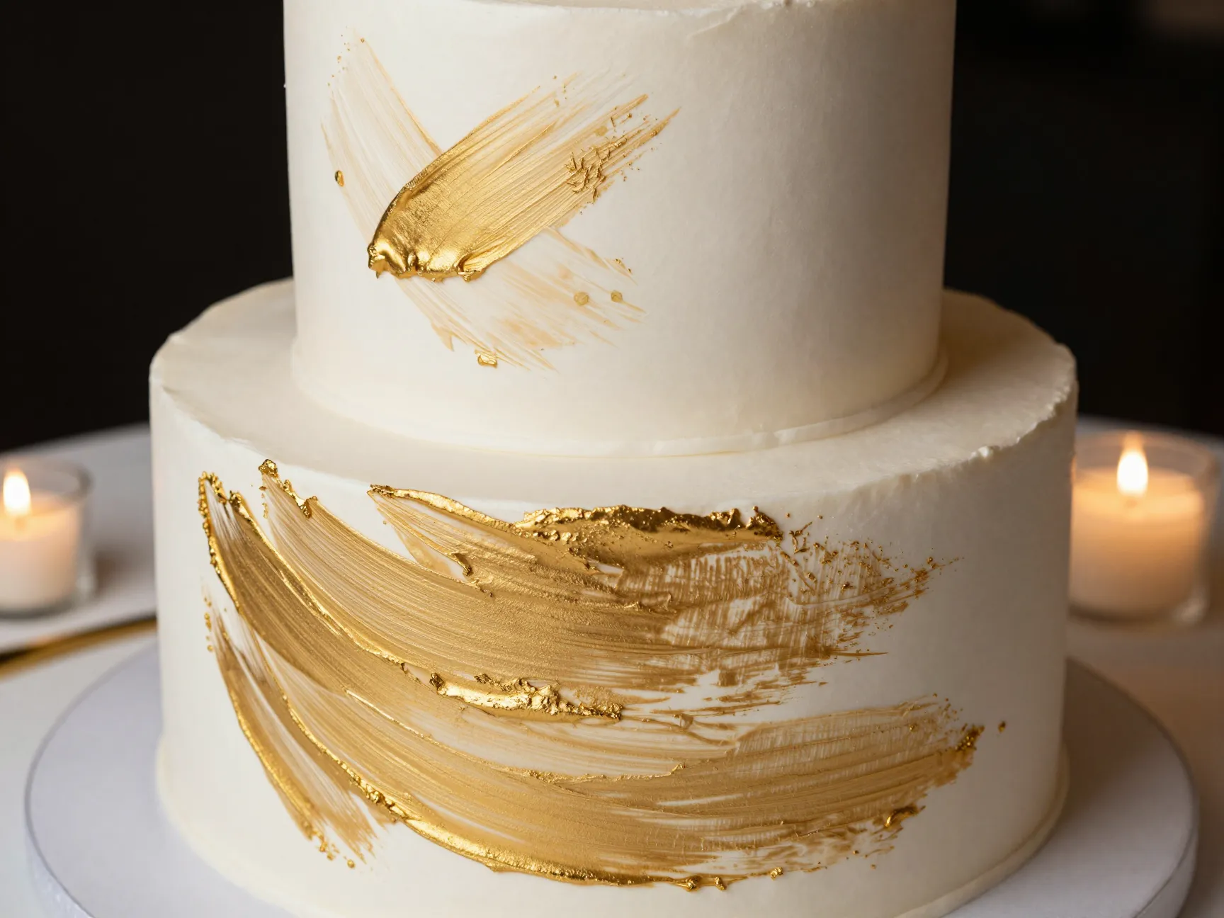 Golden brushstroke beauty modern glam wedding cake