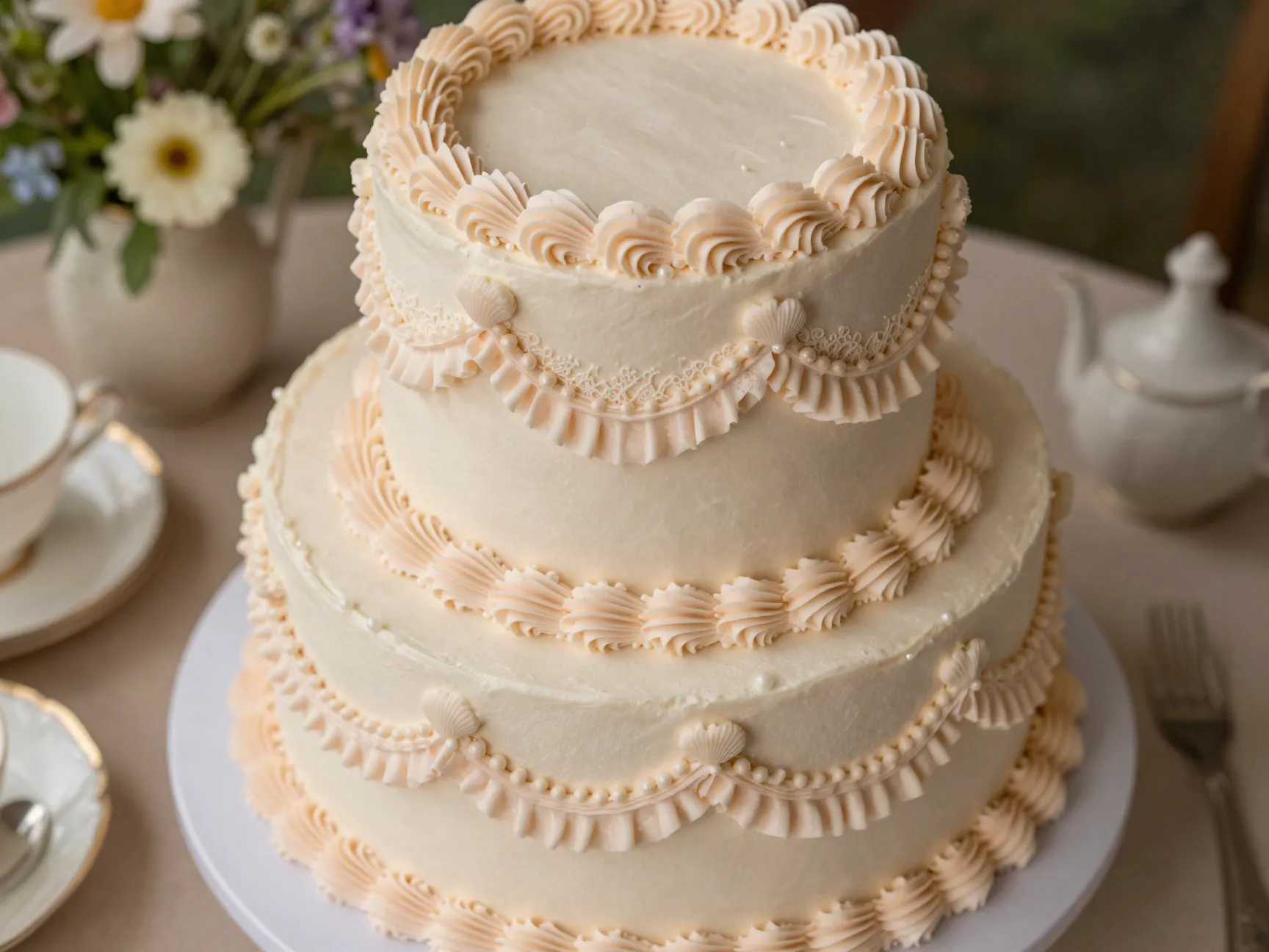 Vintage lambeth revival romantic garden party cake