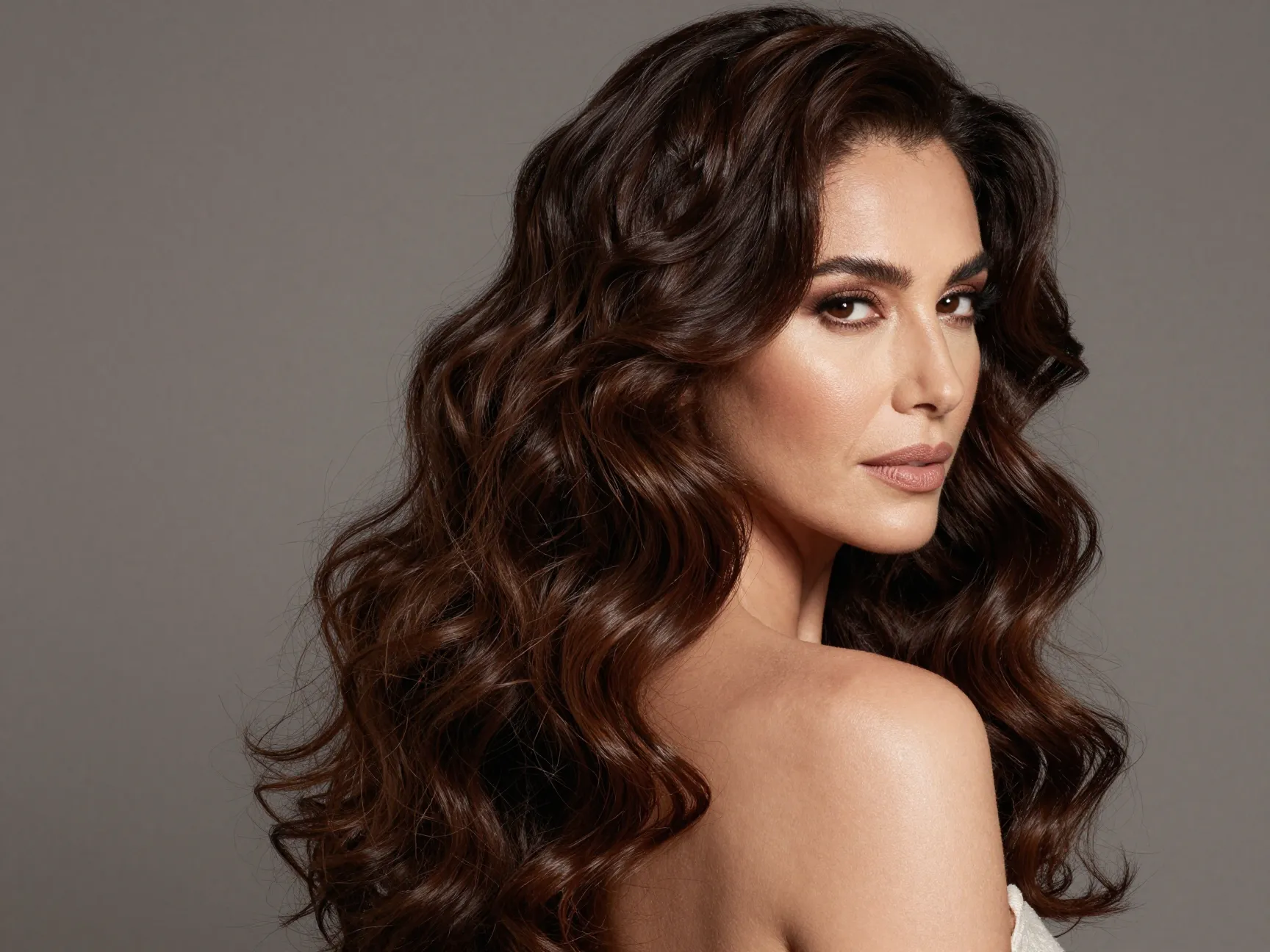 Glamorous glam waves with brushed out all directional curls