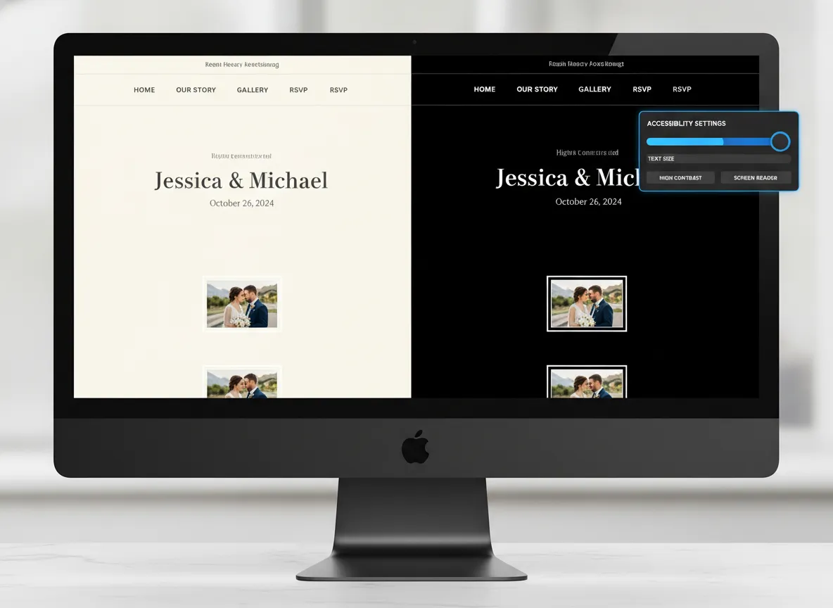 Website accessibility features high contrast mode and text size slider