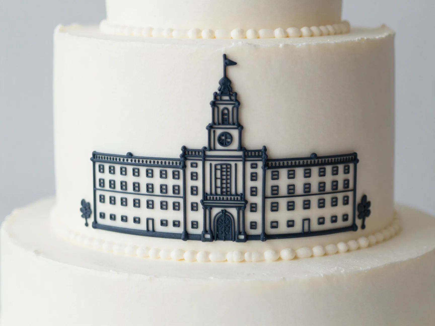 Personalized storytelling cake with hand painted venue illustration