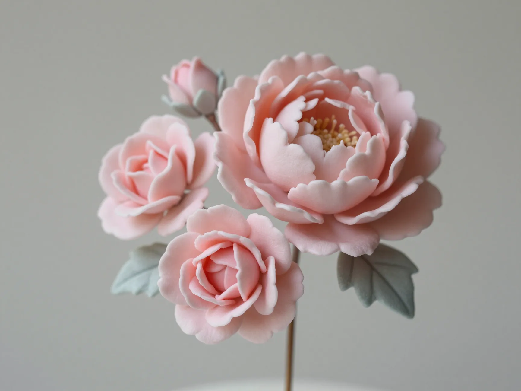 Hand crafted sugar flower peony rose blush pink topper
