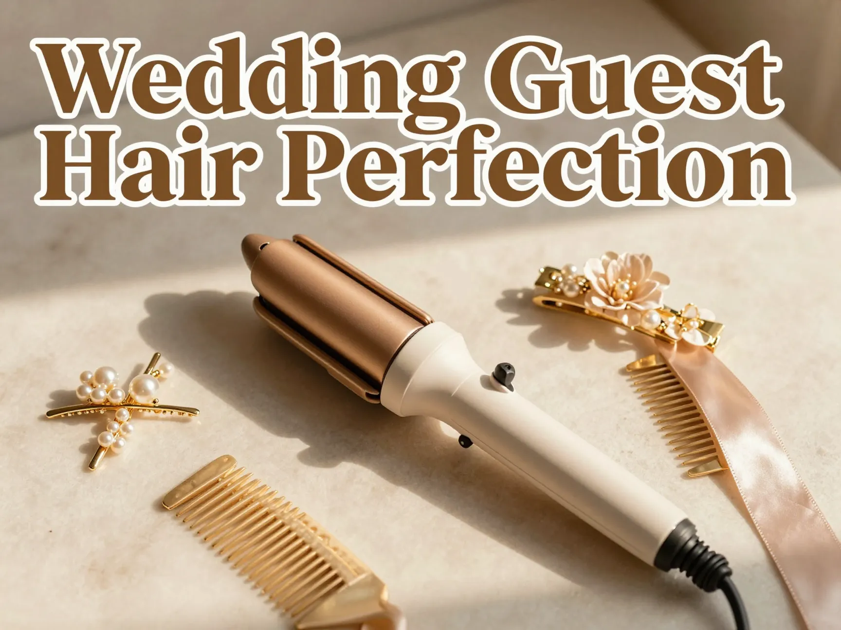 Wedding hair beauty flat lay essential styling tools accessories