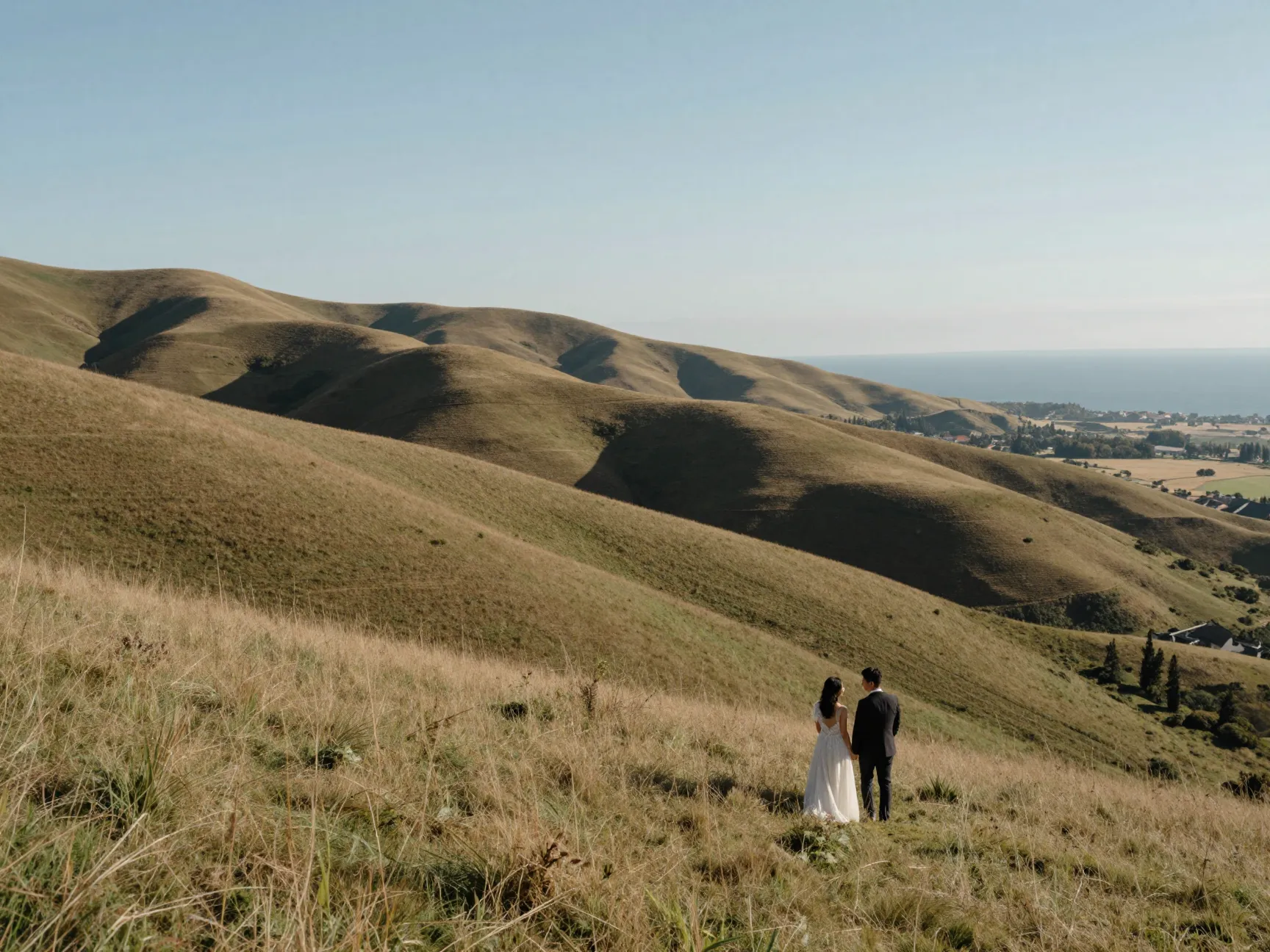 Landscape engagement shot sweeping destination outdoor wedding invitation