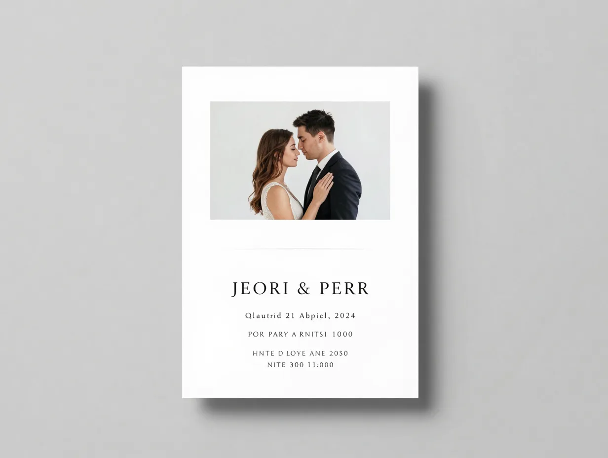 Minimalist single image design clean modern luxury wedding invitation