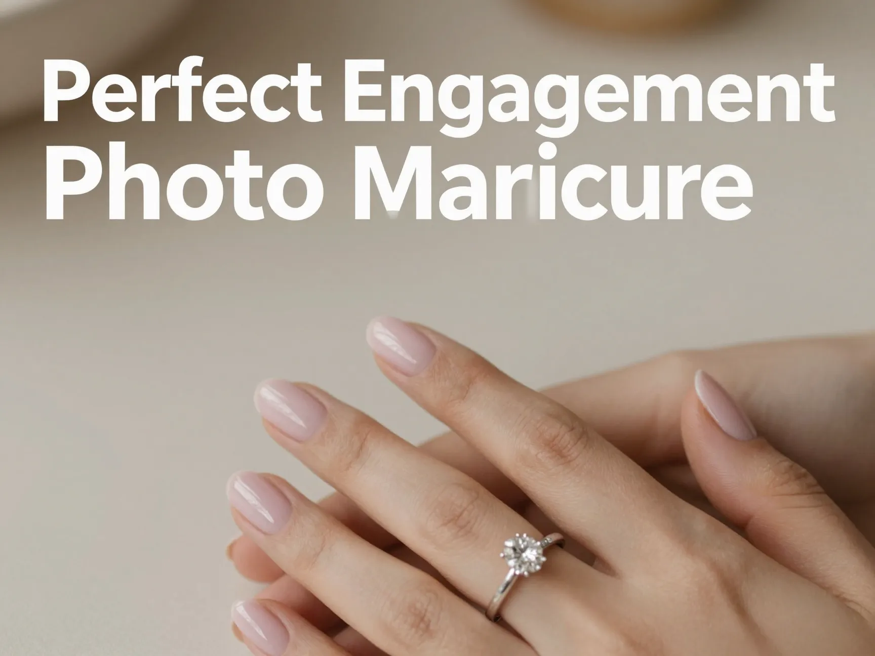 Oval milky pink nails diamond ring soft light close up