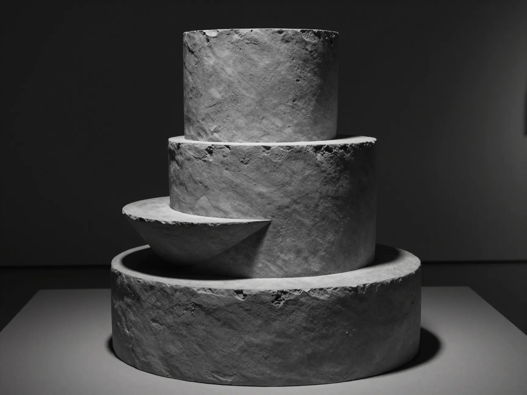 Sculptural asymmetrical modern three tier cake