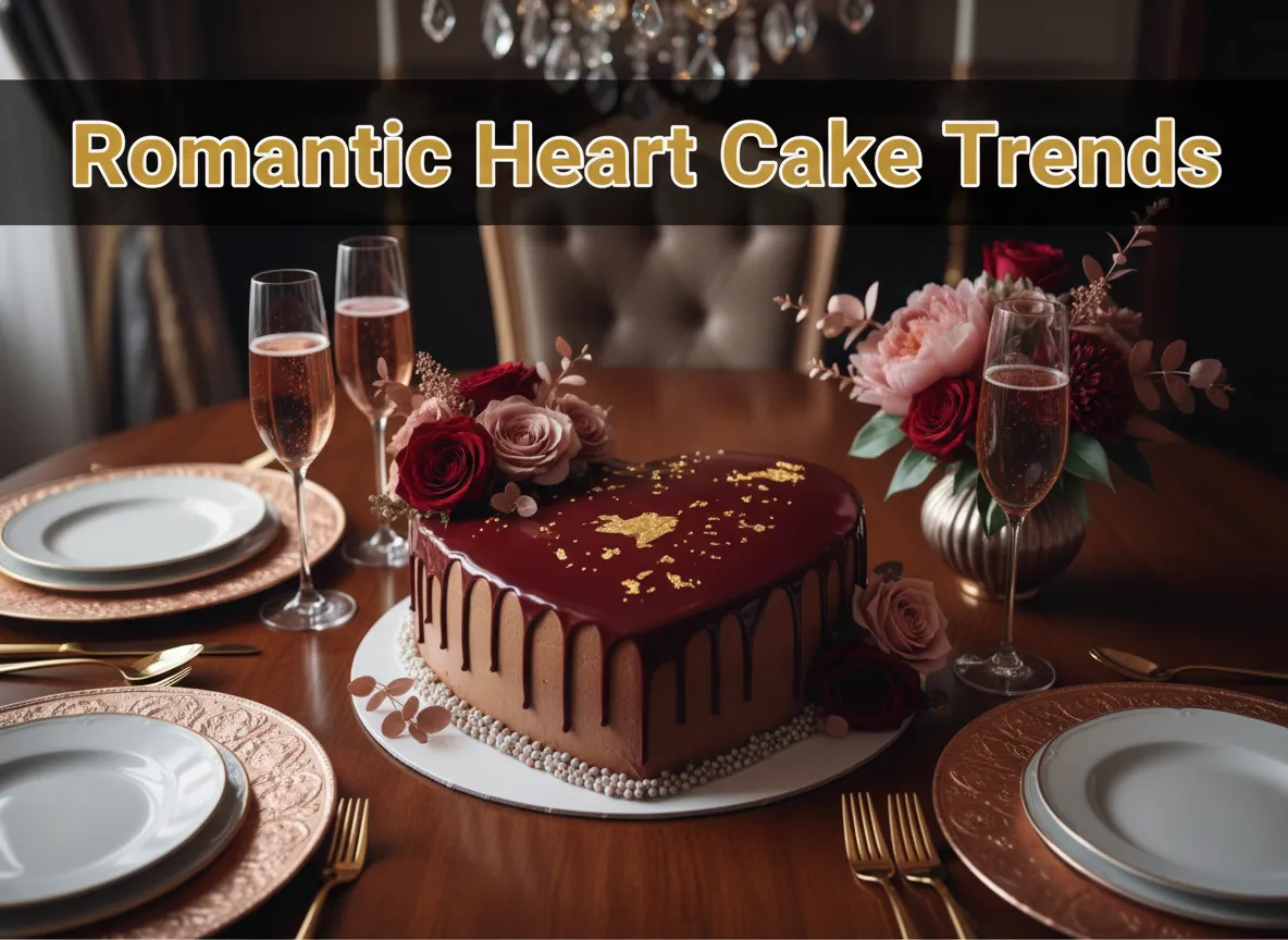 Heart cake chocolate gold pearls roses luxury celebration romantic